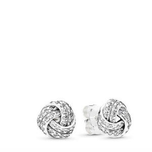 Pandora Sparkling Knots Stud Earrings, Clear CZ